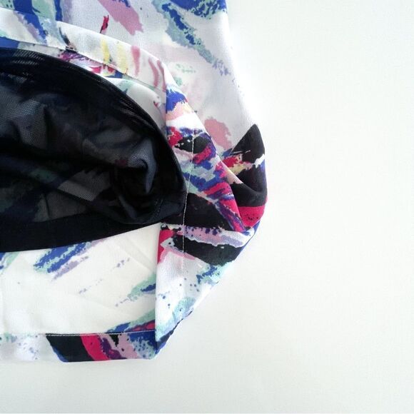 Dex Dress Abstract Back Zip Pockets Fit & Flare Lined Black Strap Women's M - Picture 10 of 10